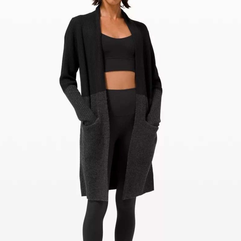 Lululemon Restful Intention Sweater Wrap Open Front Cashmere Wool Blend Size 8